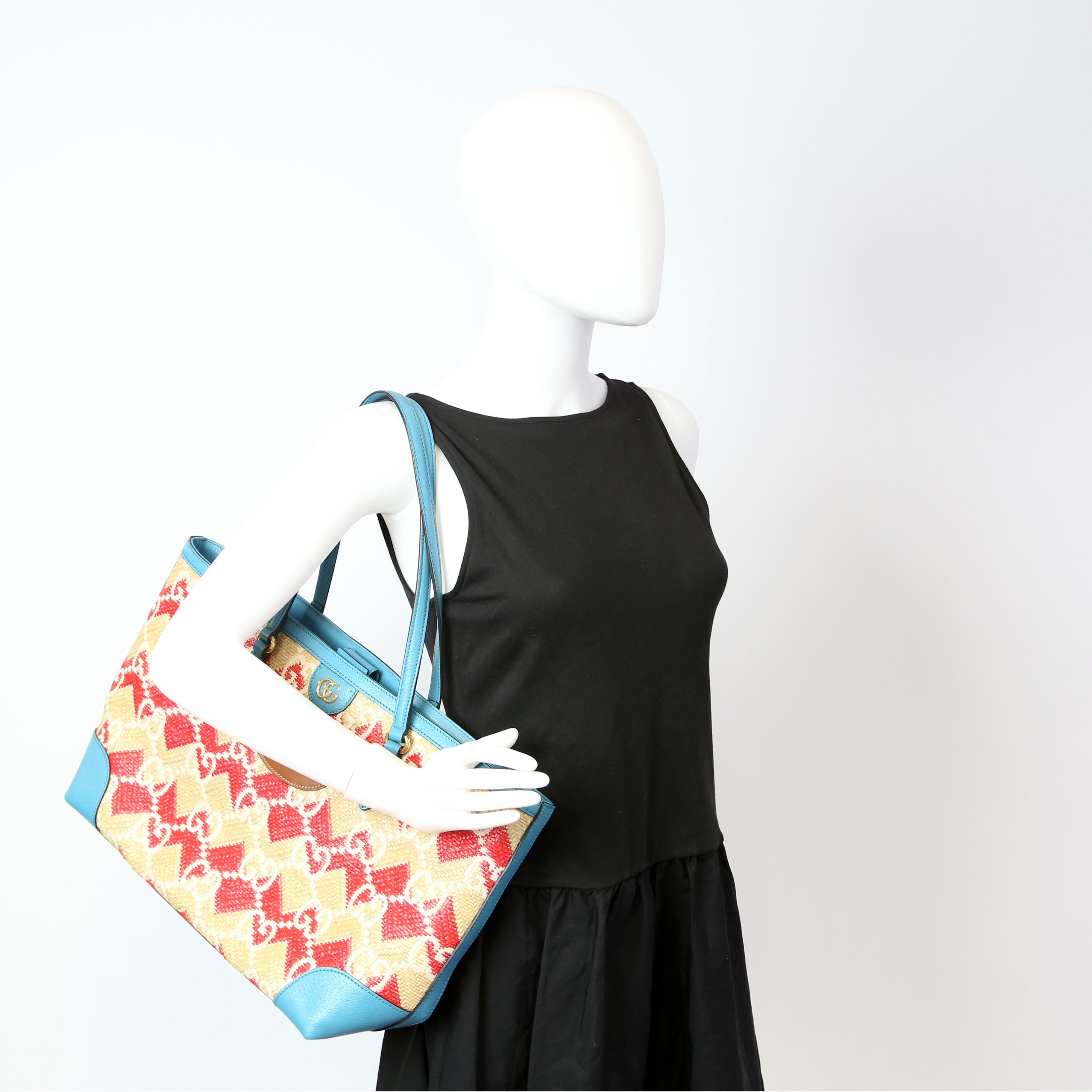 631685 GG Raffia Ophidia Tote