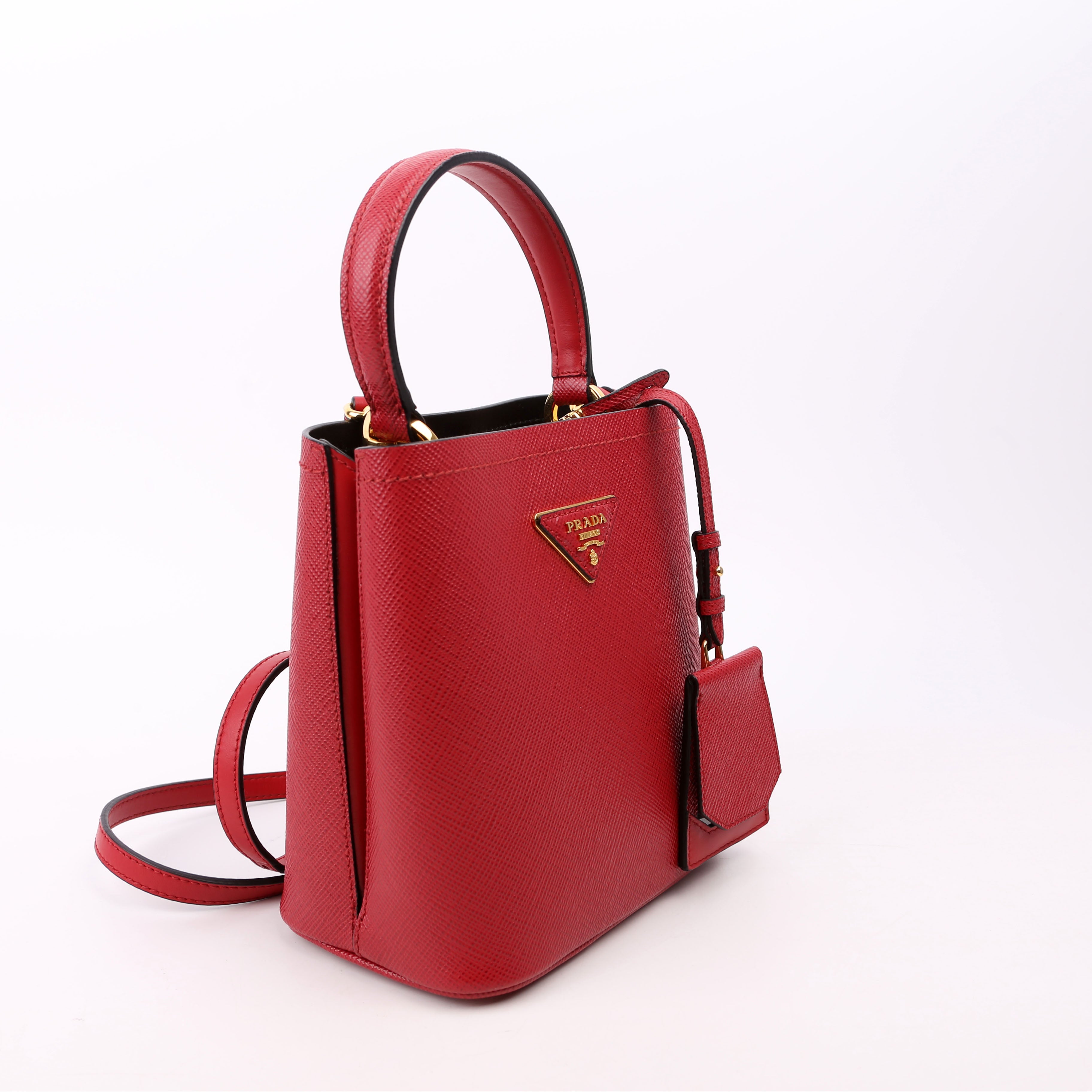 Saffiano Cuir Small Panier Bag Red