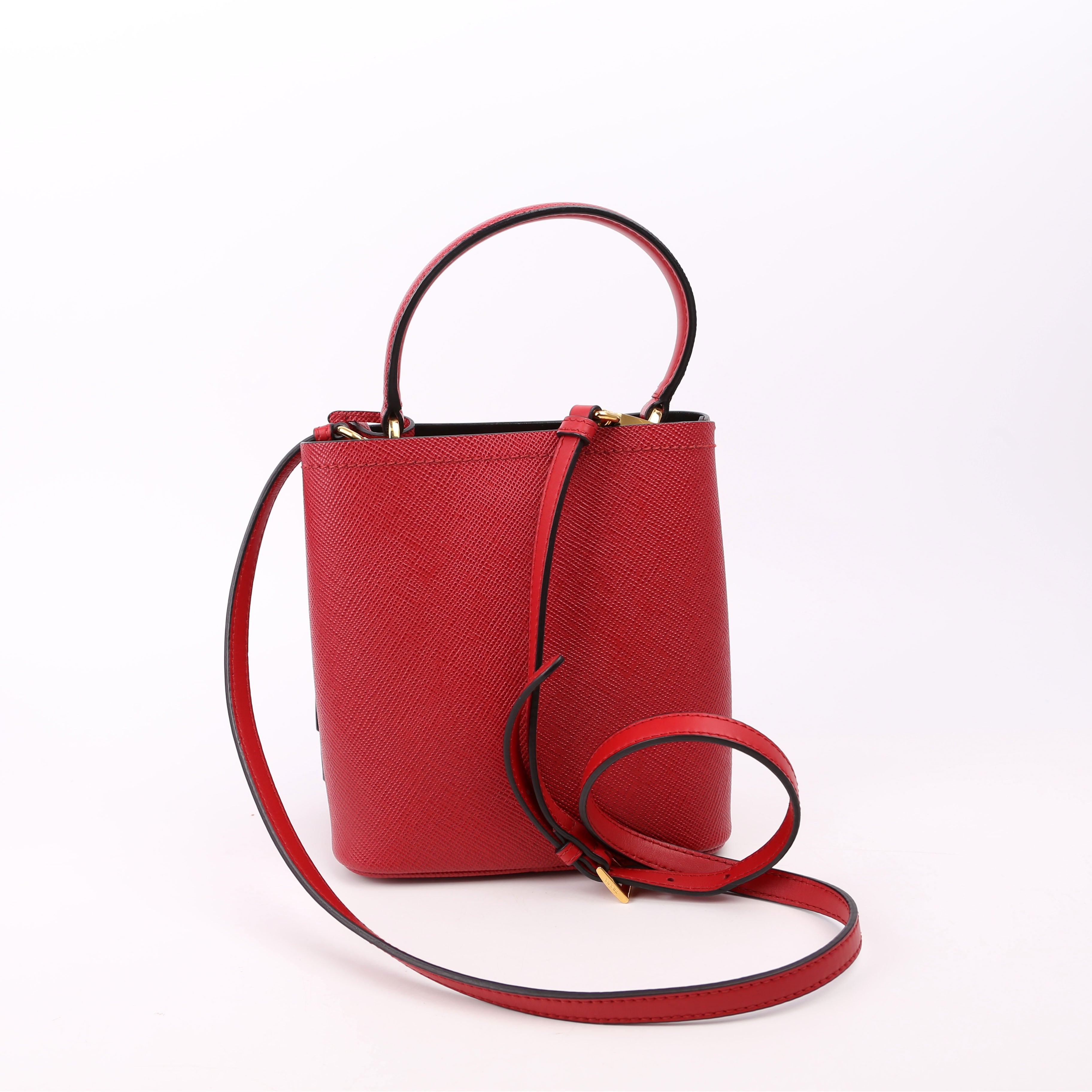 Saffiano Cuir Small Panier Bag Red