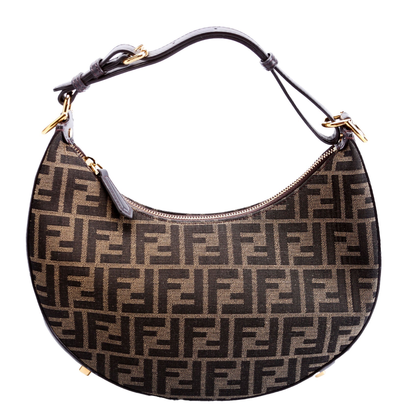 8BR798 Fendigraphy Small Zucca Hobo Brown