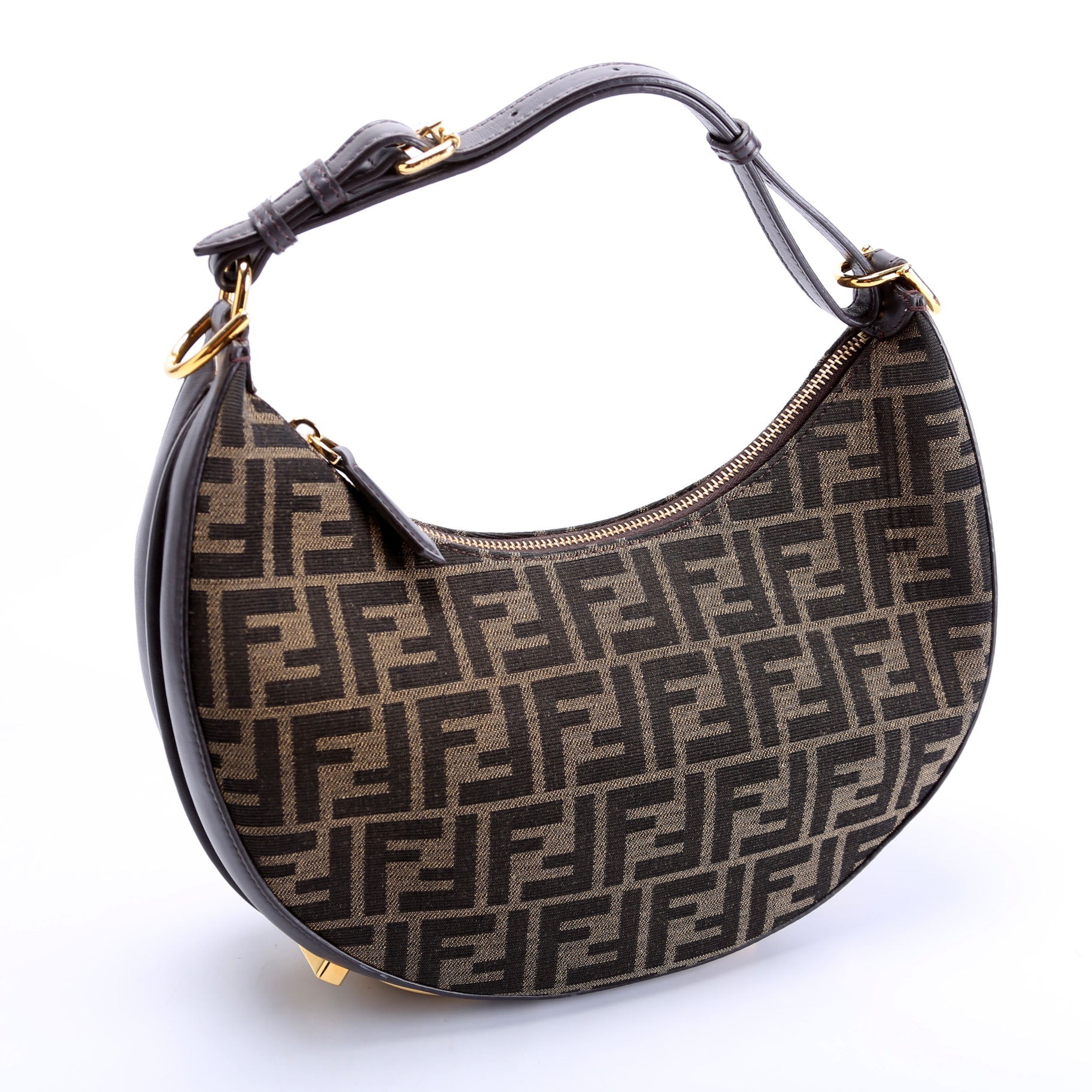 8BR798 Fendigraphy Small Zucca Hobo Brown