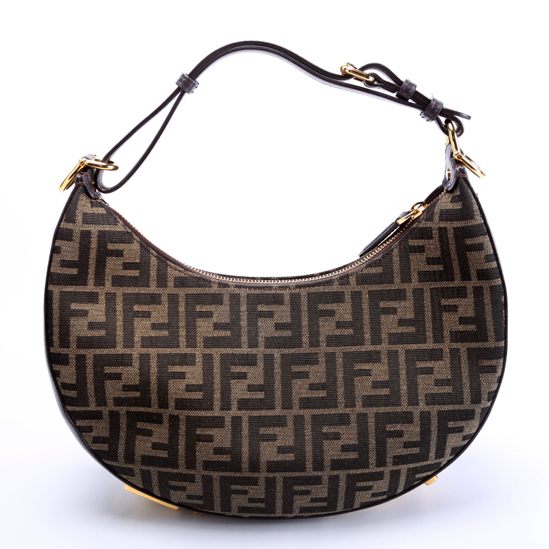 8BR798 Fendigraphy Small Zucca Hobo Brown