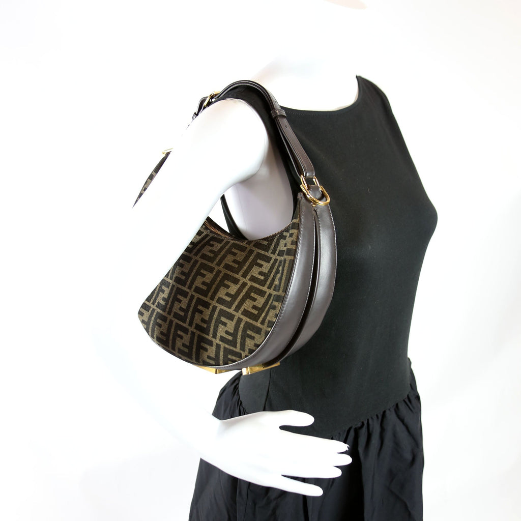 8BR798 Fendigraphy Small Zucca Hobo Brown