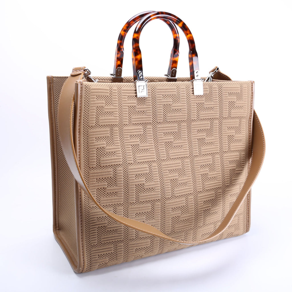 8BH386 FF Fabric Sunshine Shopper Medium Tan