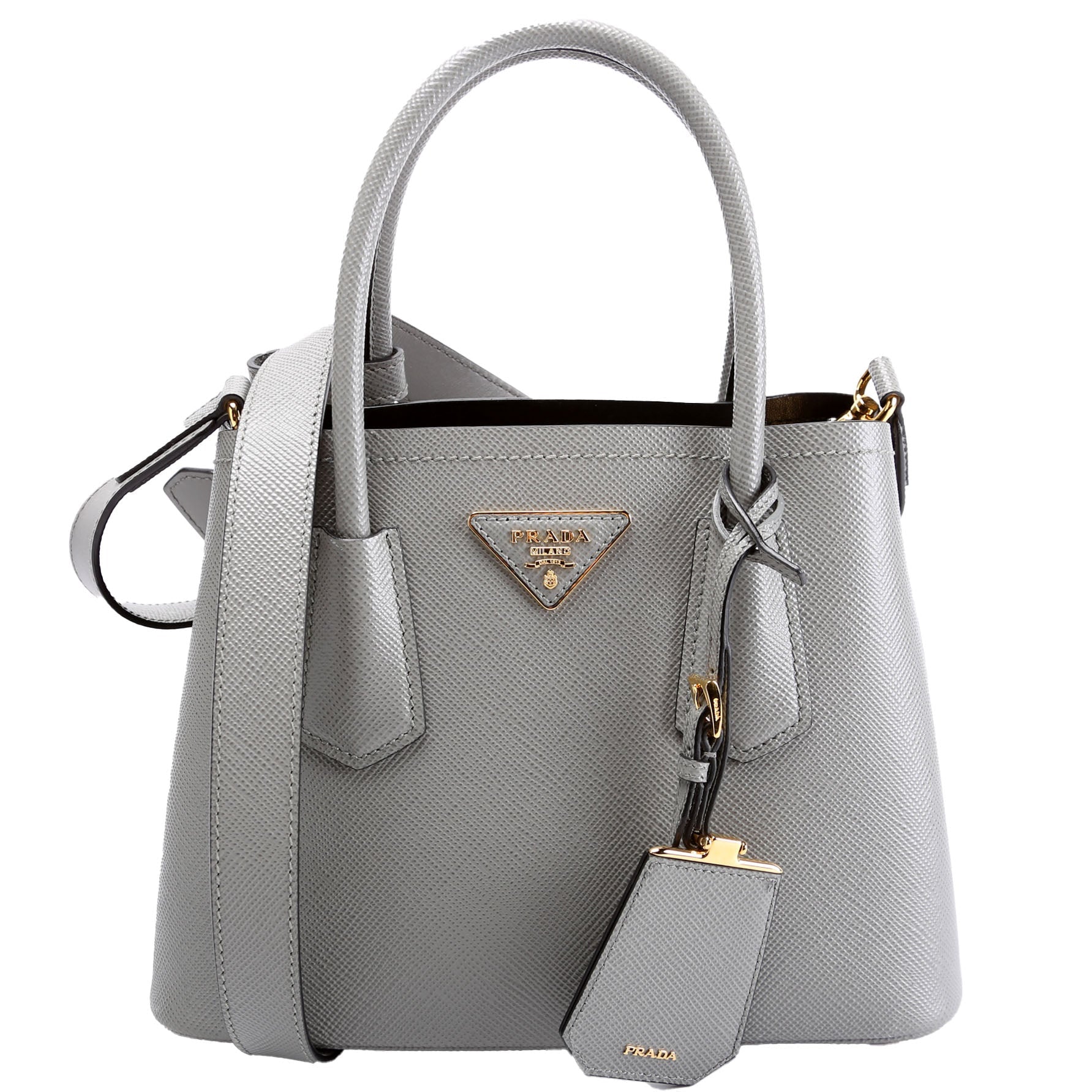1BG443 Small Double Saffiano Grey