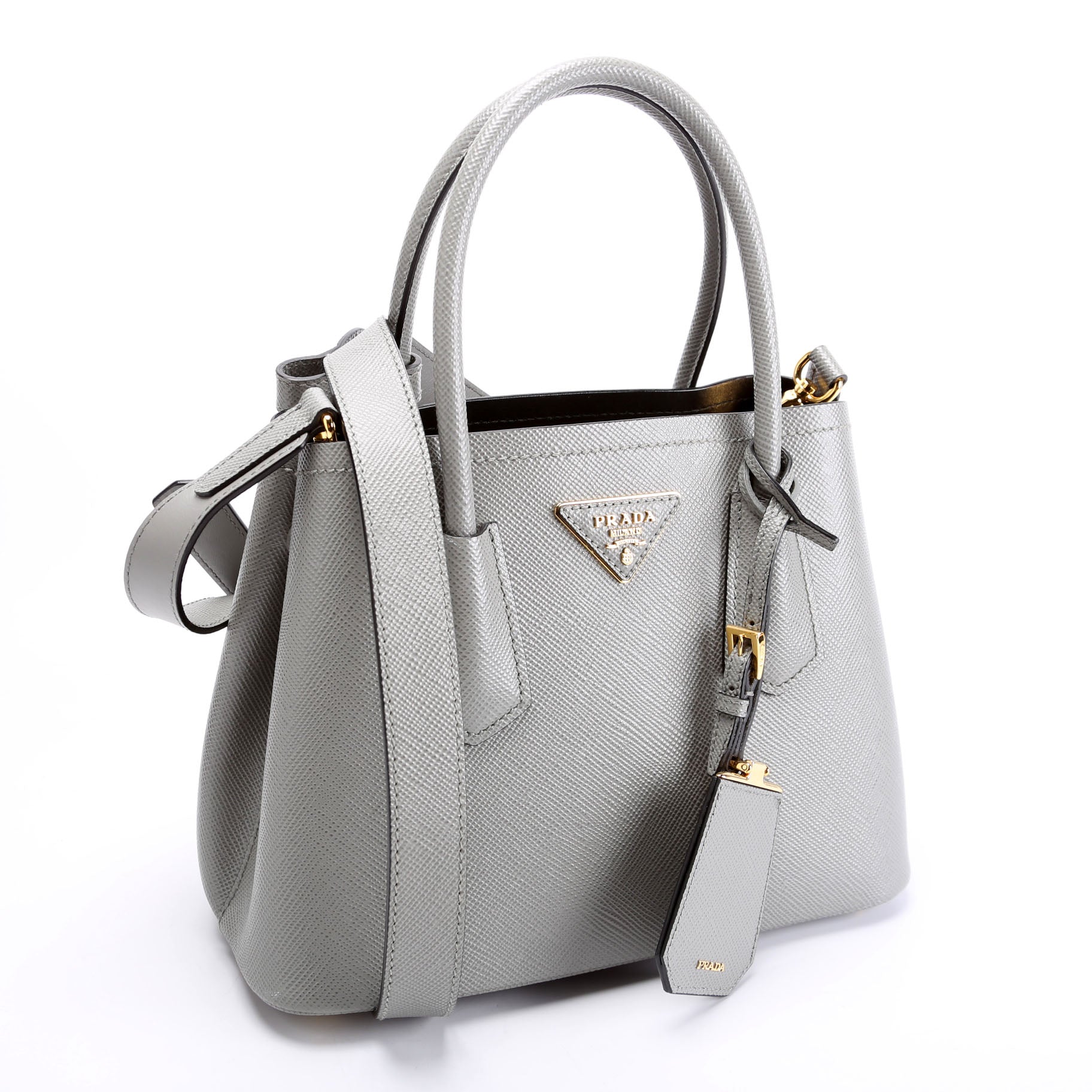 1BG443 Small Double Saffiano Grey