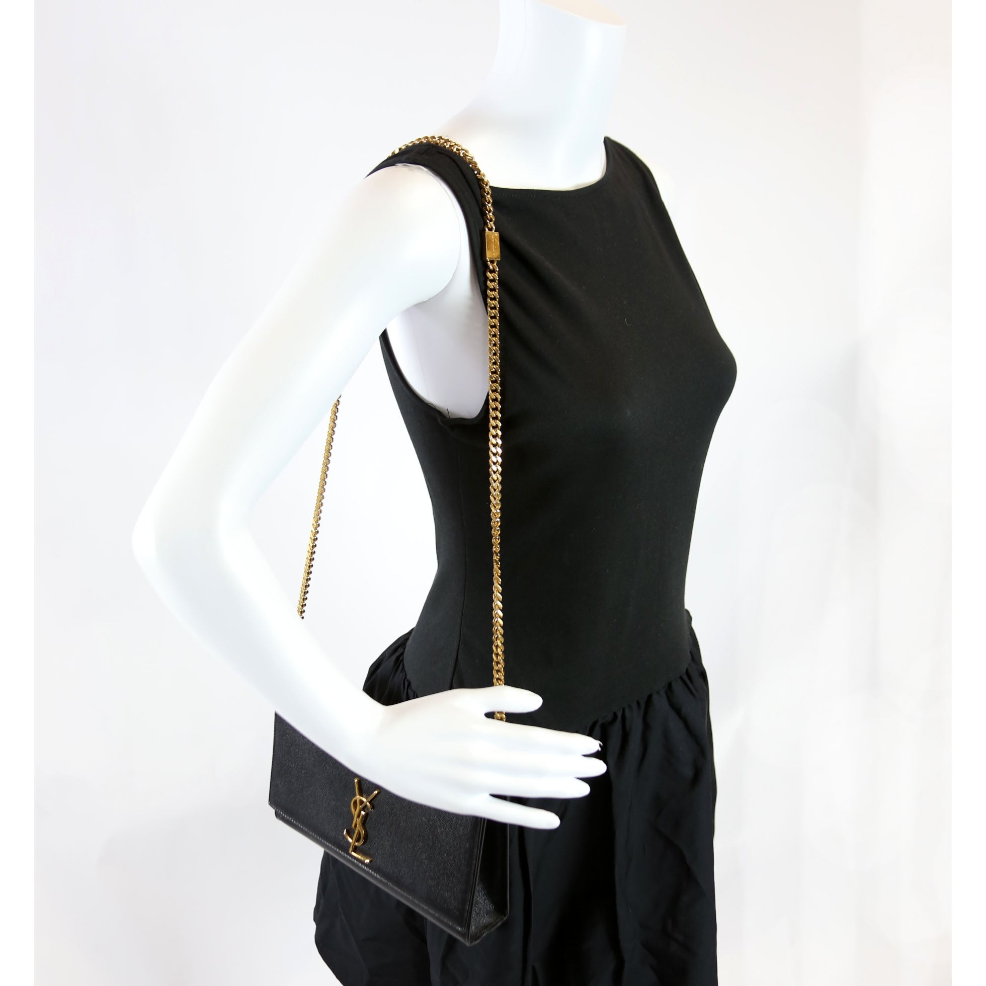 Kate Satchel Grain Medium 364021 Black/Gold