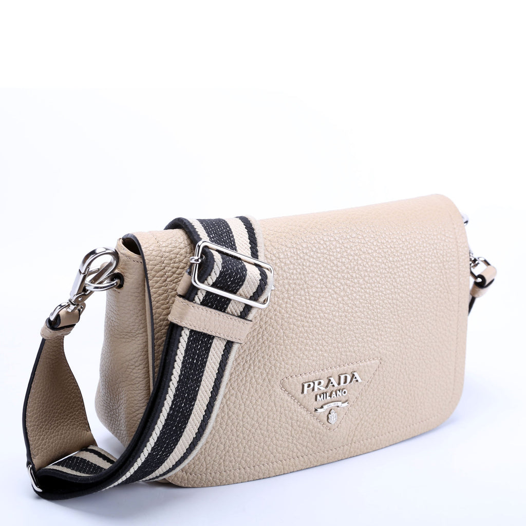 1BD314 Logo Leather Shoulder Small Tan