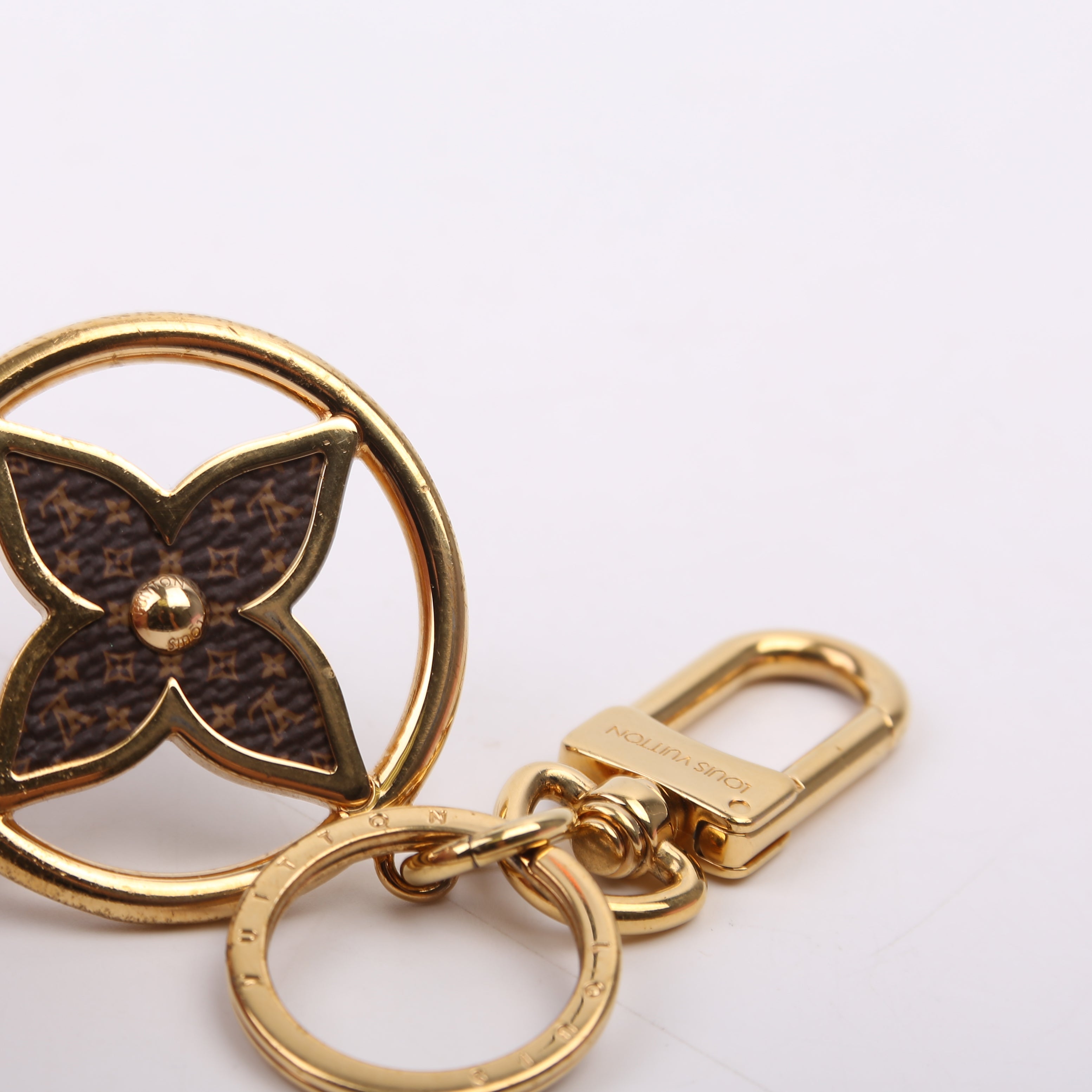 Puzzle Flower Monogram Key Ring Bag Charm