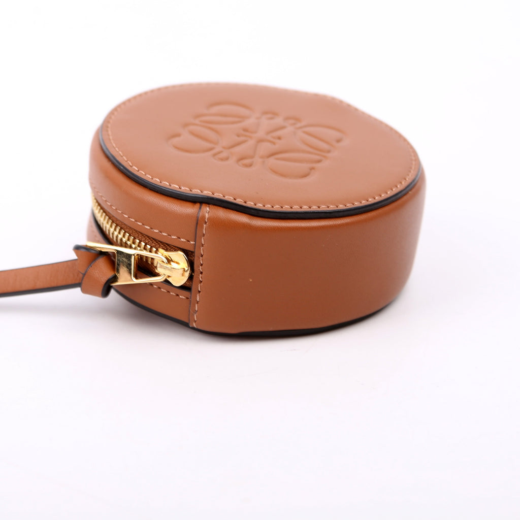 Mini Cookie Coin Pouch Calfskin Anagram Brown