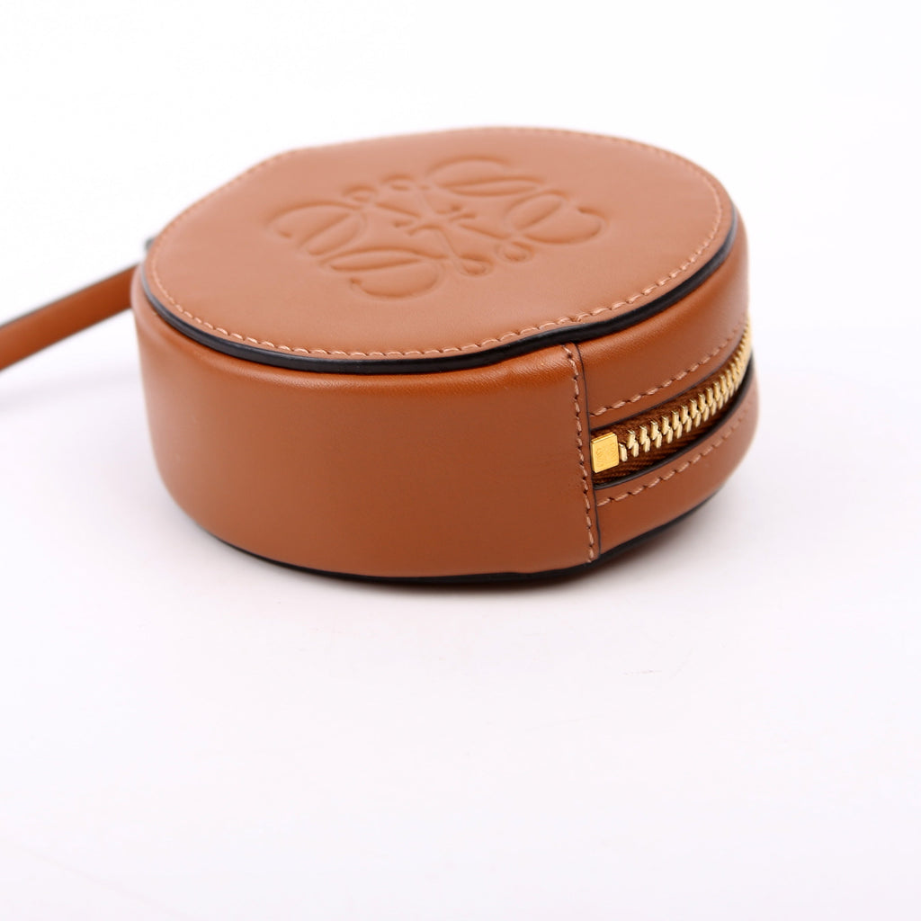 Mini Cookie Coin Pouch Calfskin Anagram Brown