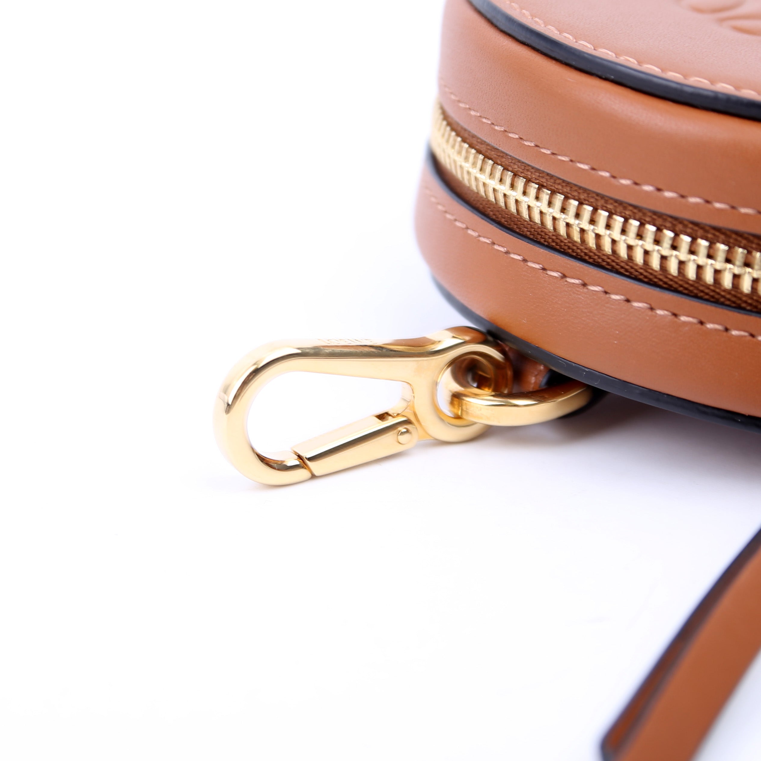 Mini Cookie Coin Pouch Calfskin Anagram Brown