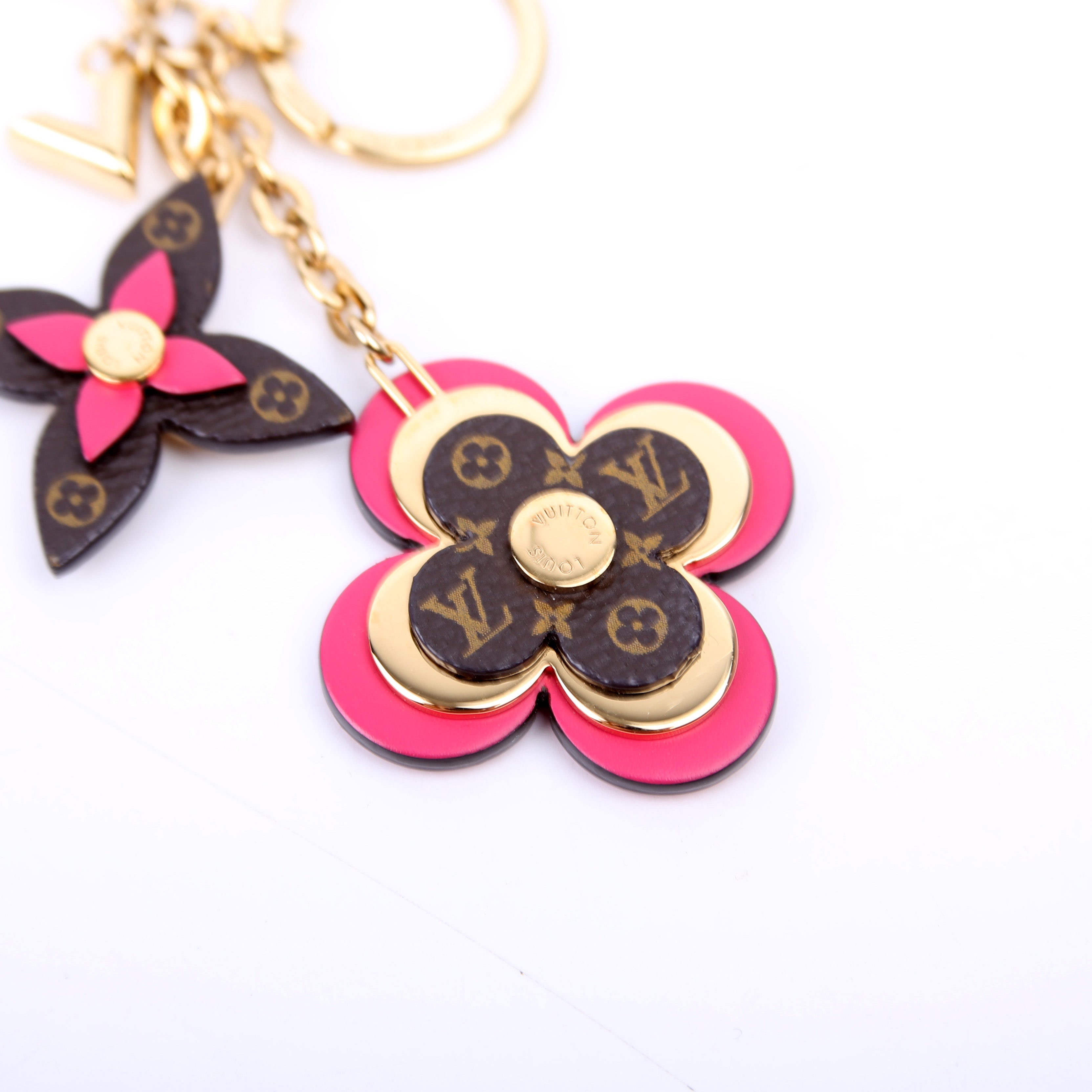 Blooming Flowers Key Ring Bag Charm Brown/Pink
