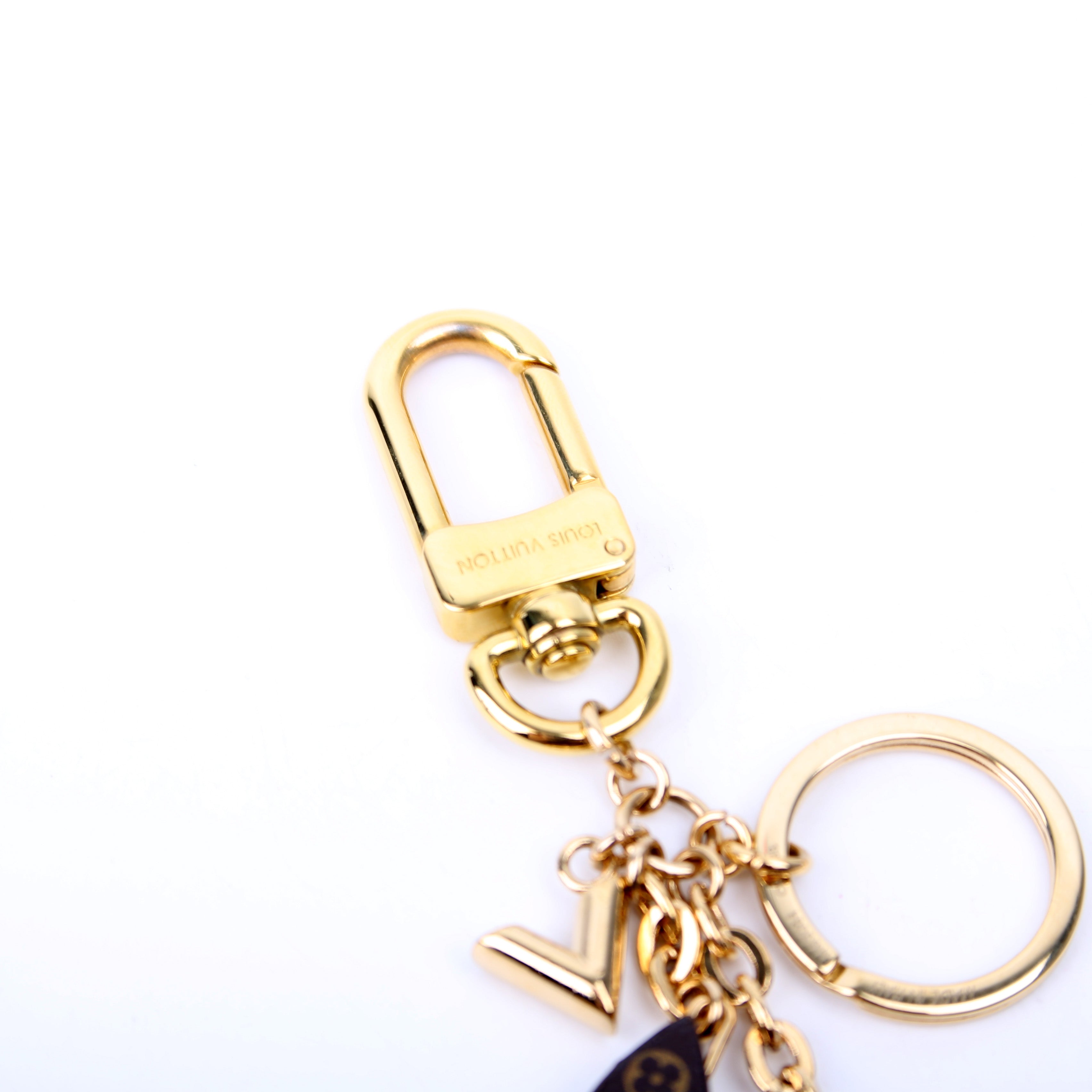 Blooming Flowers Key Ring Bag Charm Brown/Pink