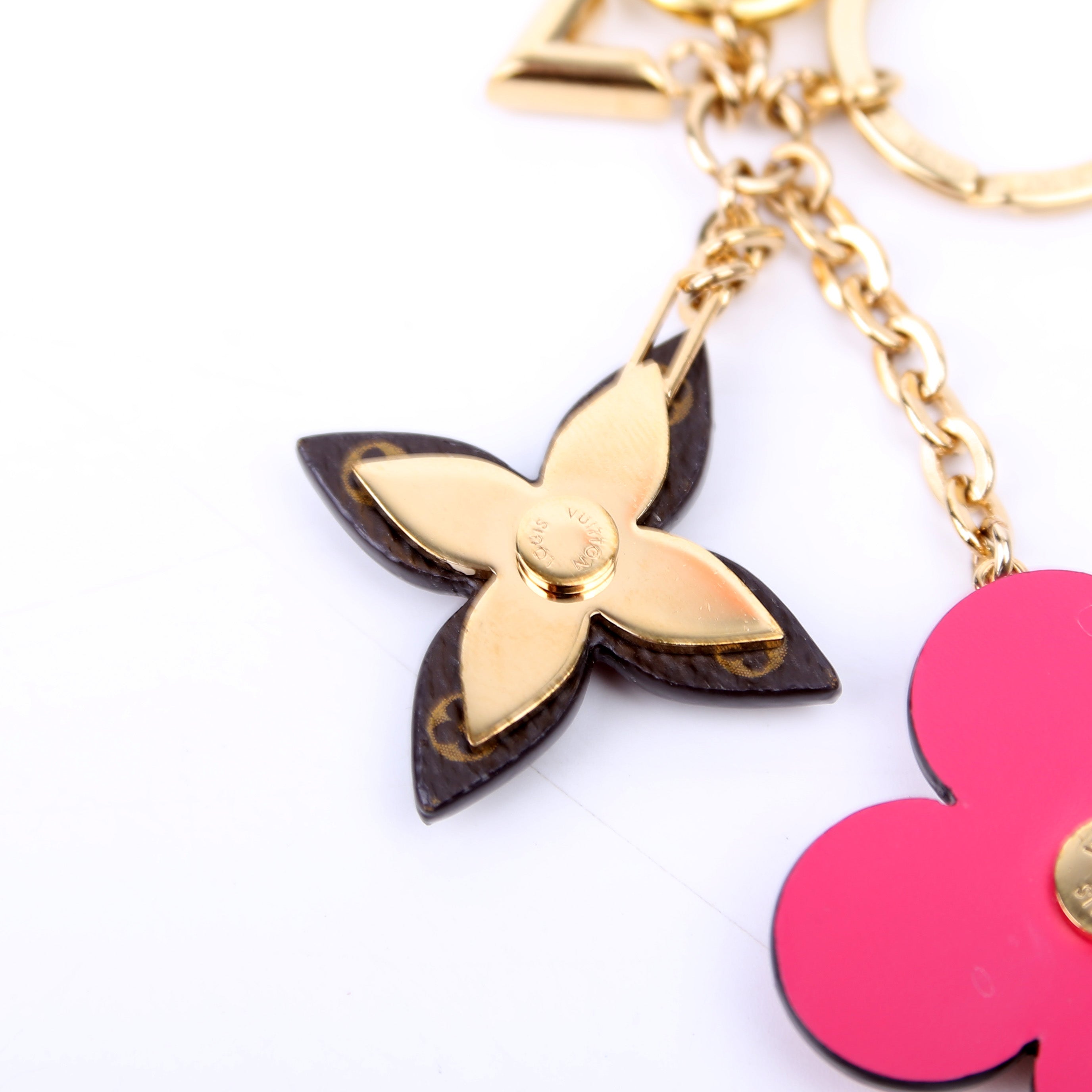 Blooming Flowers Key Ring Bag Charm Brown/Pink