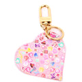 Love Lock Heart Vernis Key Ring Bag Charm Pink