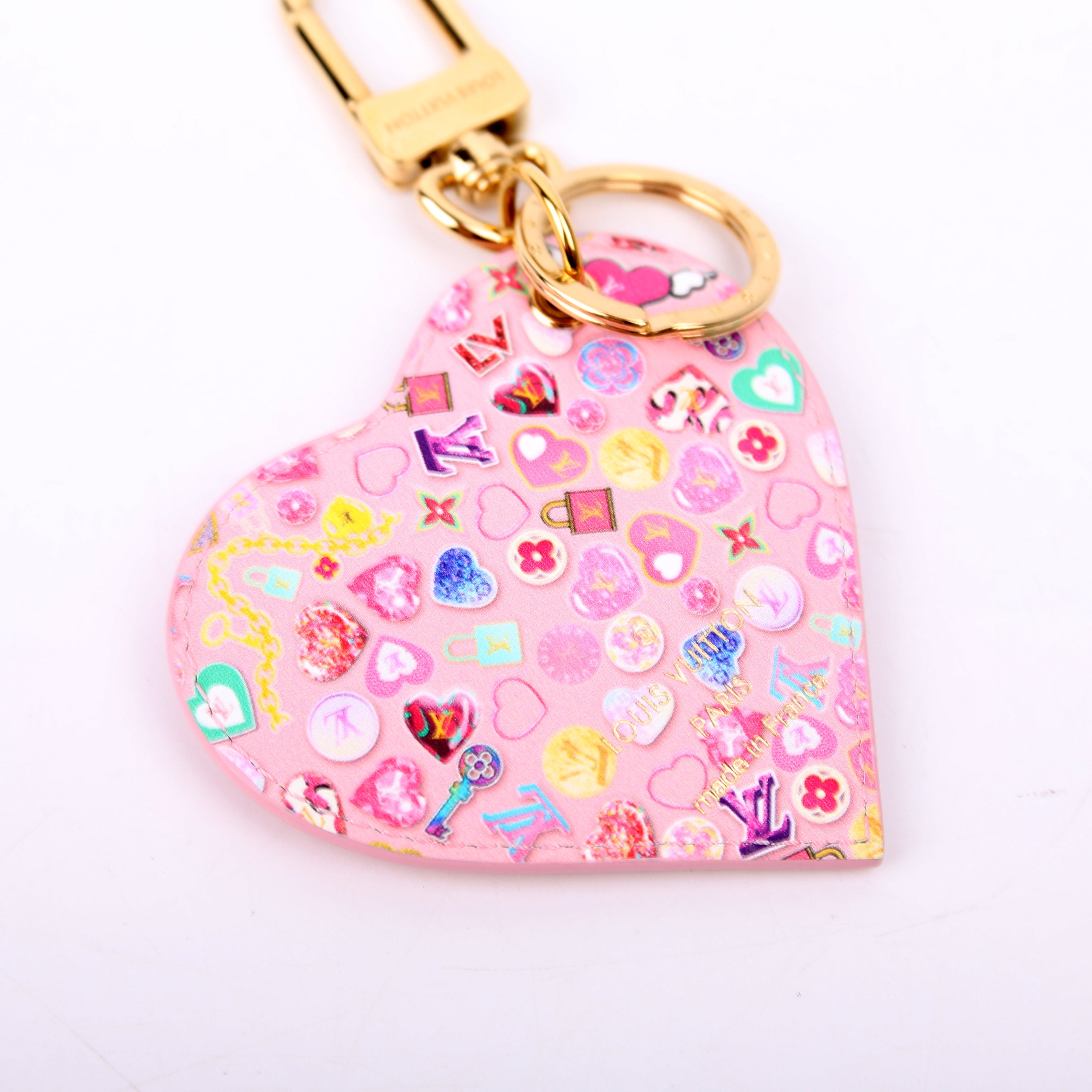 Love Lock Heart Vernis Key Ring Bag Charm Pink