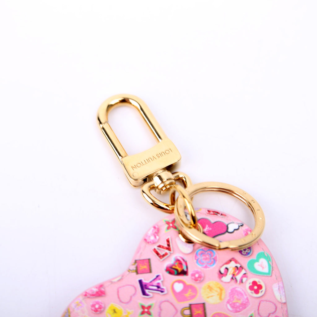 Love Lock Heart Vernis Key Ring Bag Charm Pink