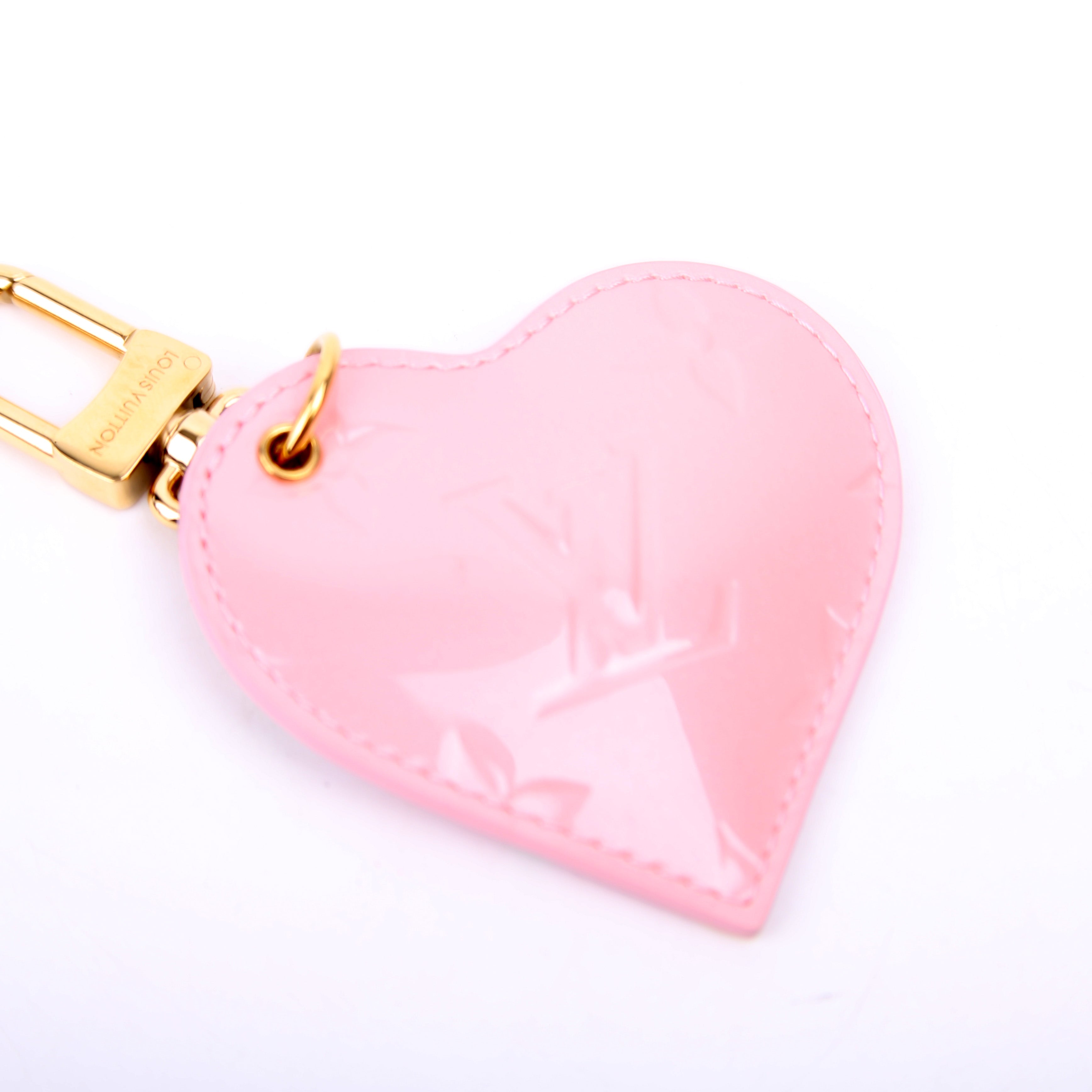Love Lock Heart Vernis Key Ring Bag Charm Pink