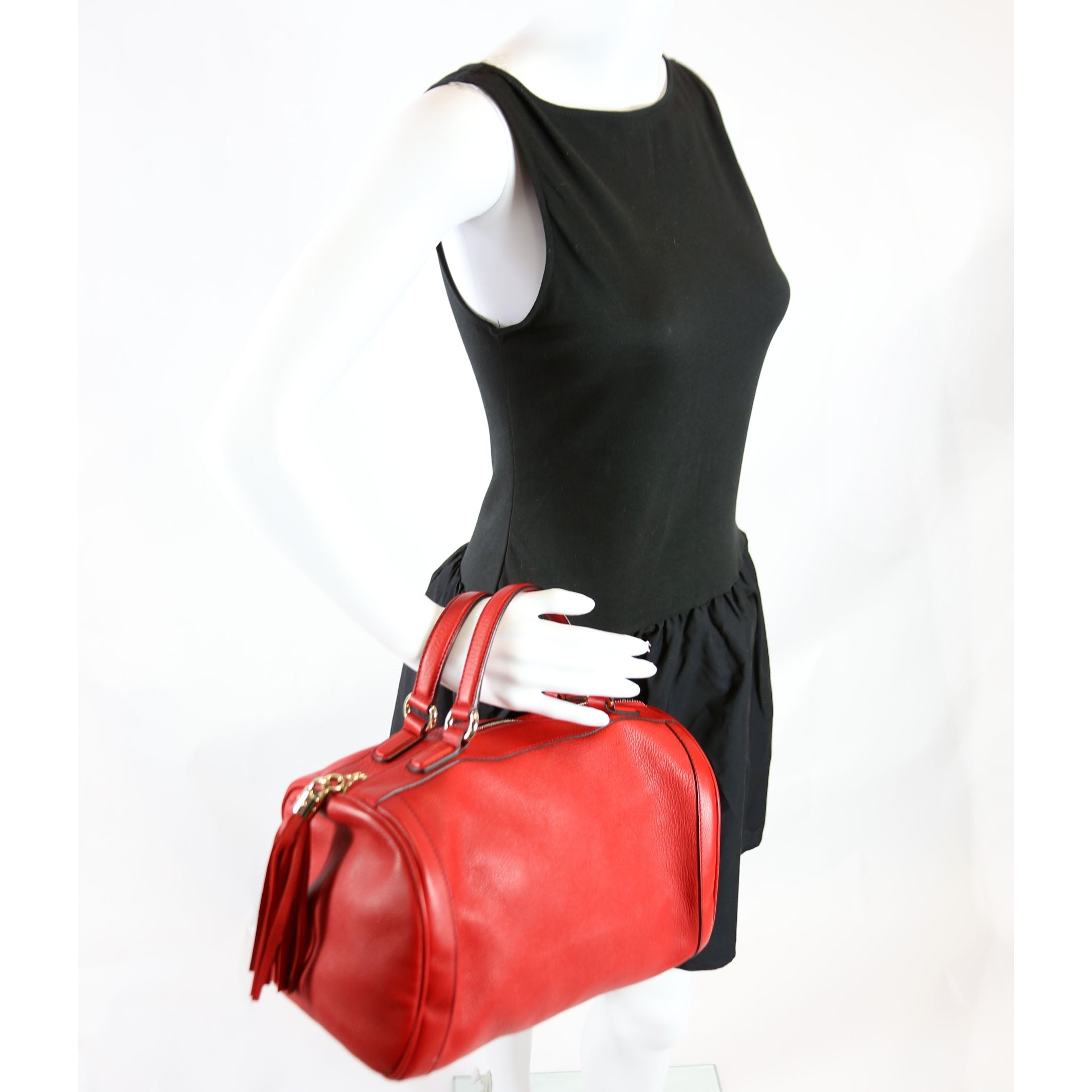 282302 Soho Leather Boston Bag Red