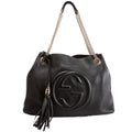 308982 Soho Leather Shoulder Medium Black