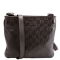 201538 GG Leather Flat Messenger Brown