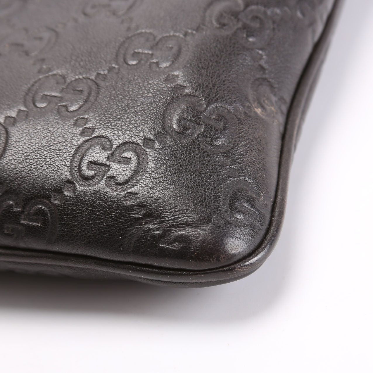 201538 GG Leather Flat Messenger Brown