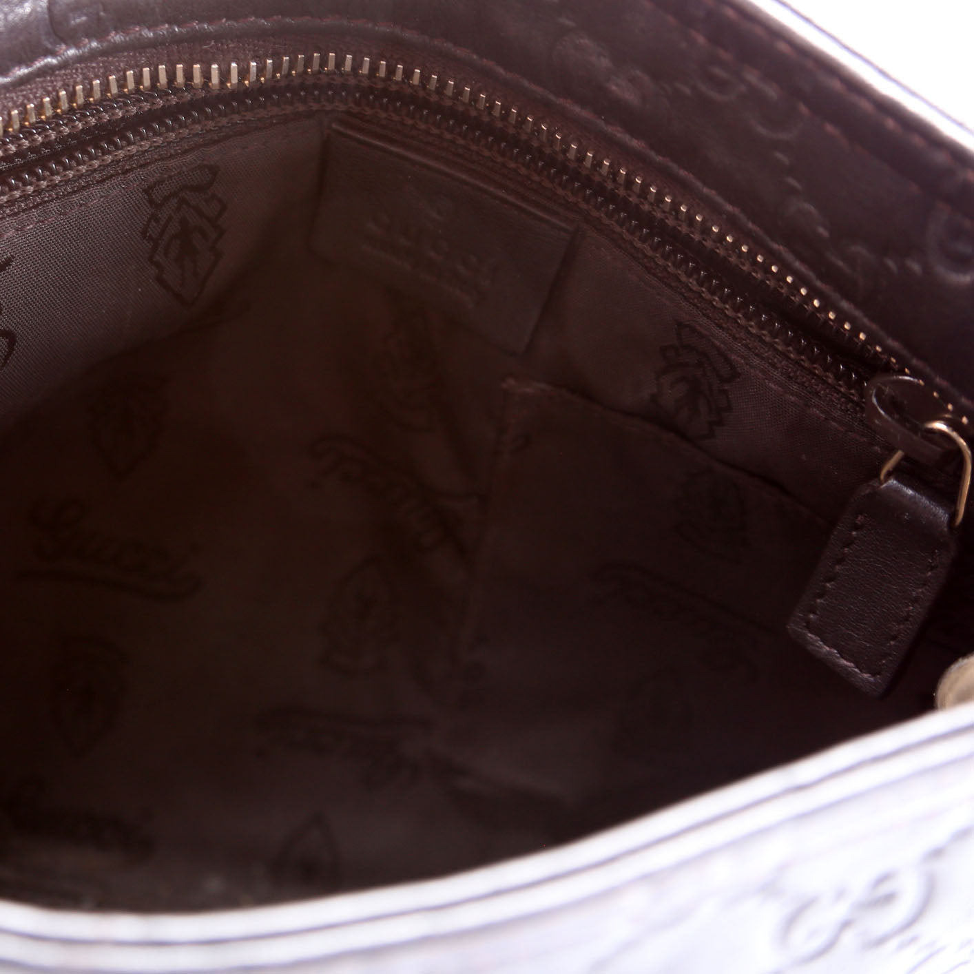 201538 GG Leather Flat Messenger Brown