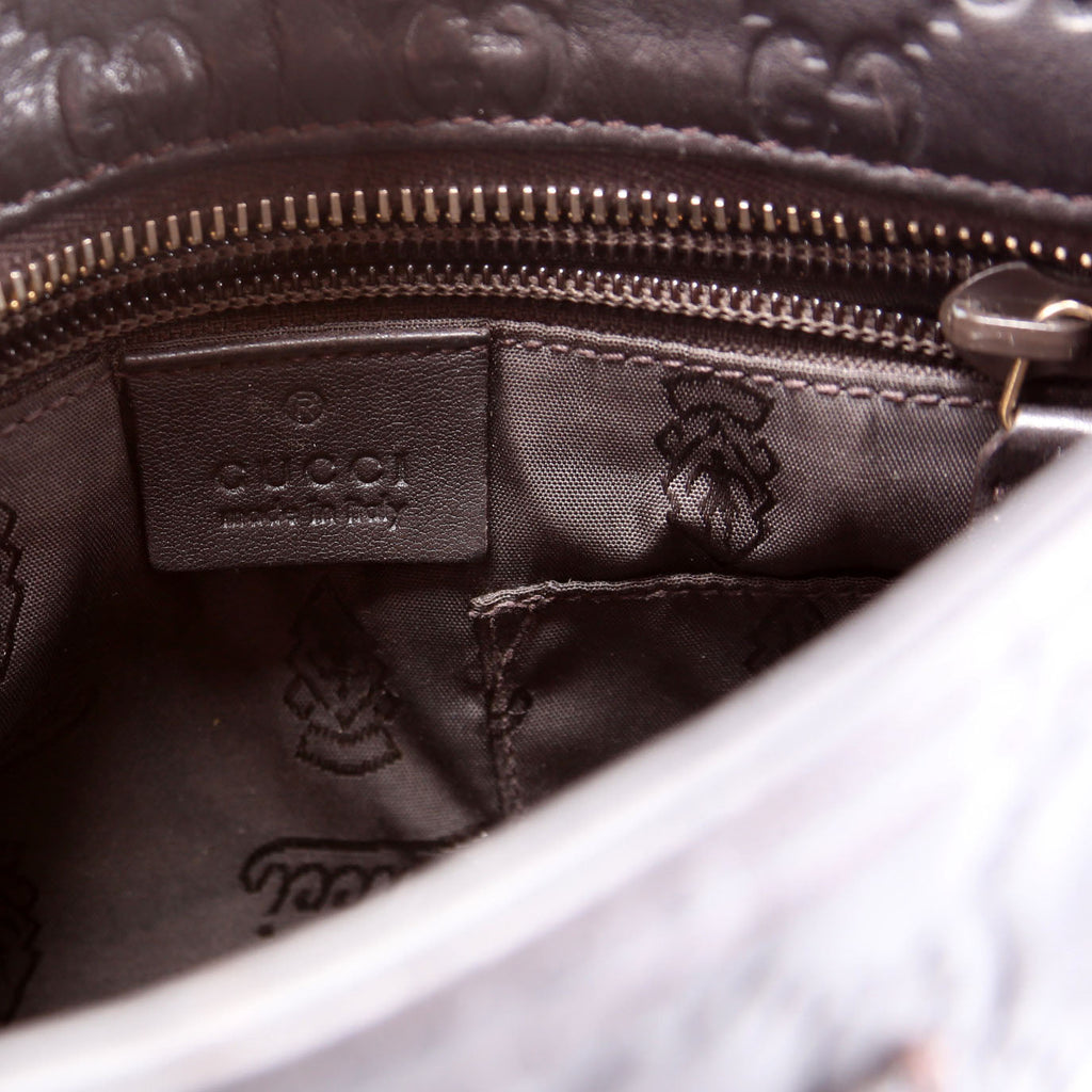 201538 GG Leather Flat Messenger Brown
