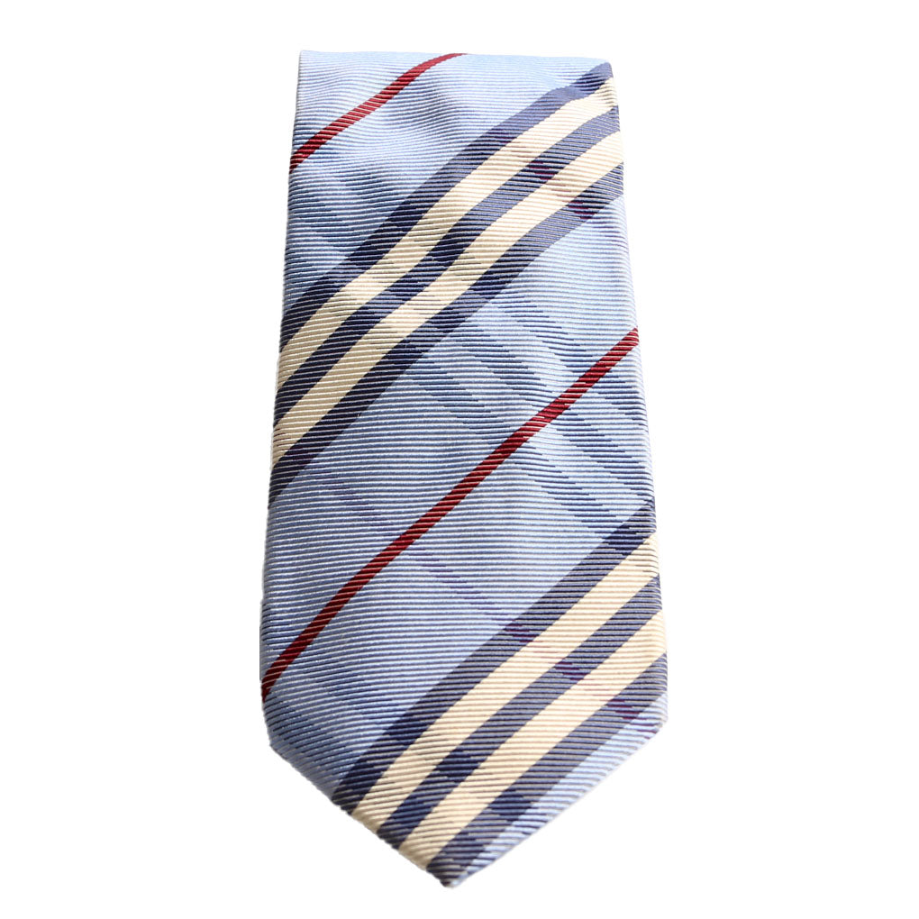 Blue Vintage Check Silk Tie Blue