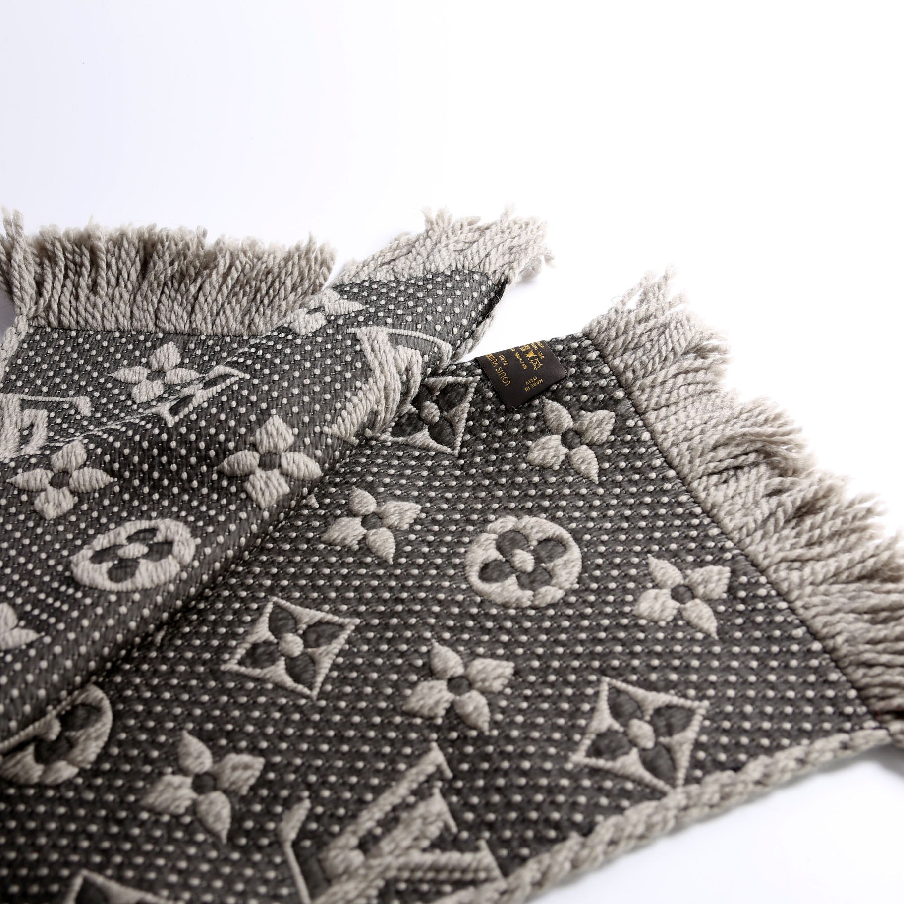 Logomania Wool/Silk Scarf Grey