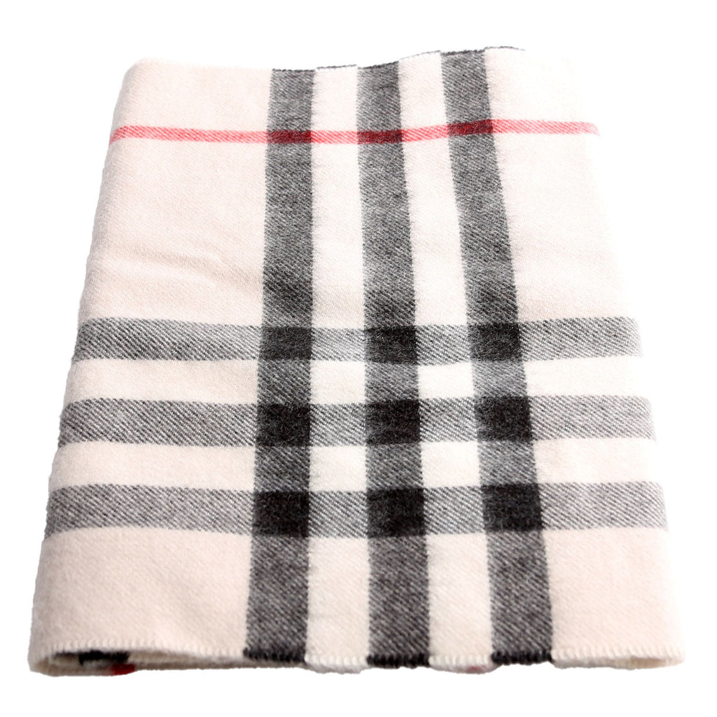 Check Fringe Cashmere Scarf Beige/Black