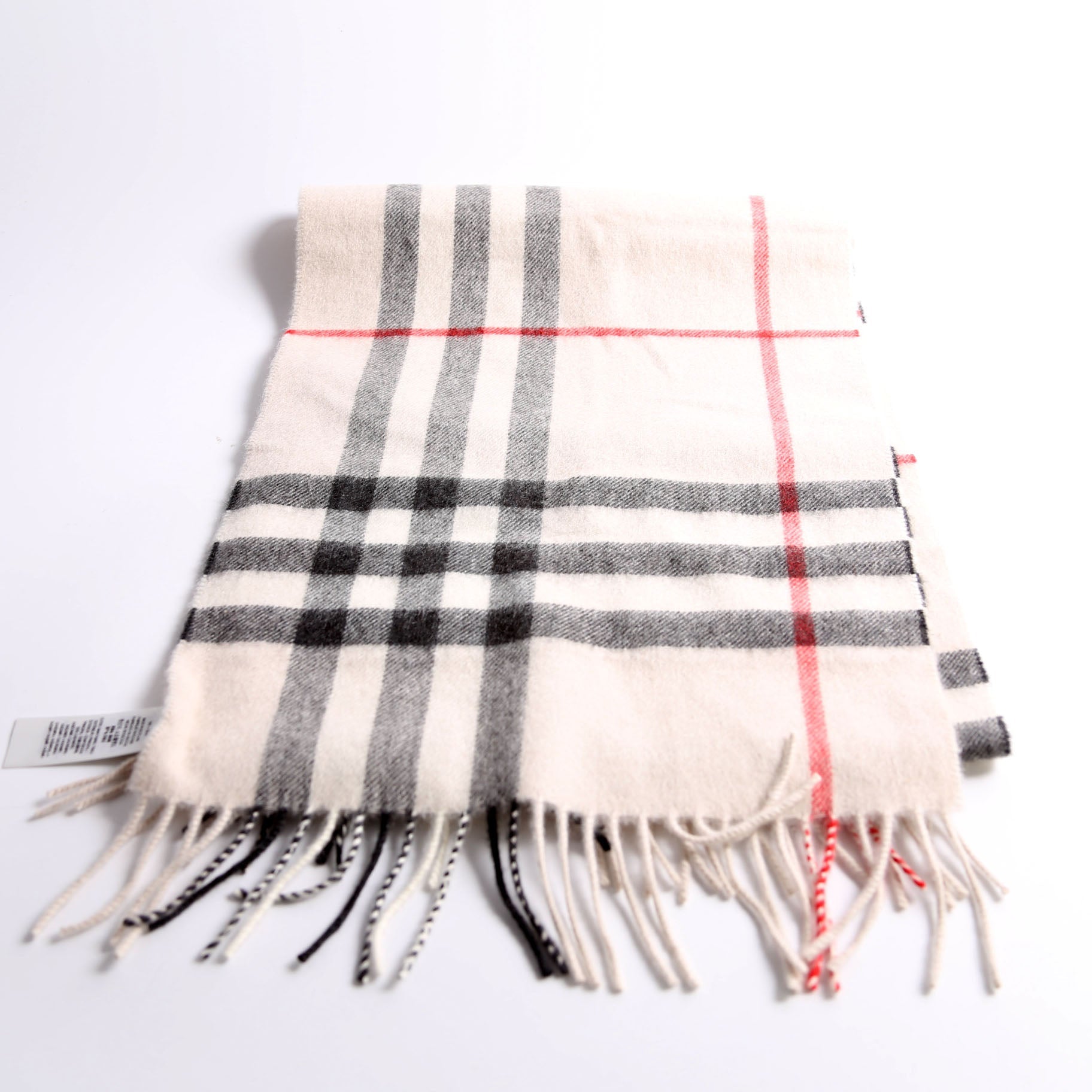 Check Fringe Cashmere Scarf Beige/Black