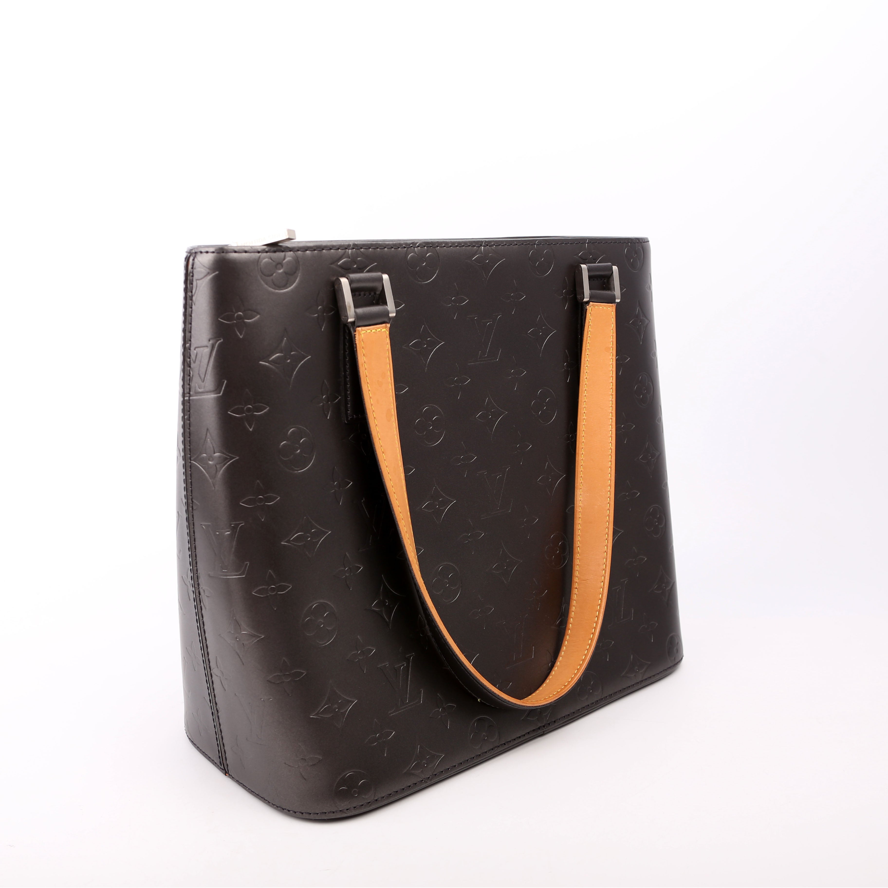 Stockton Monogram Matte Leather Grey