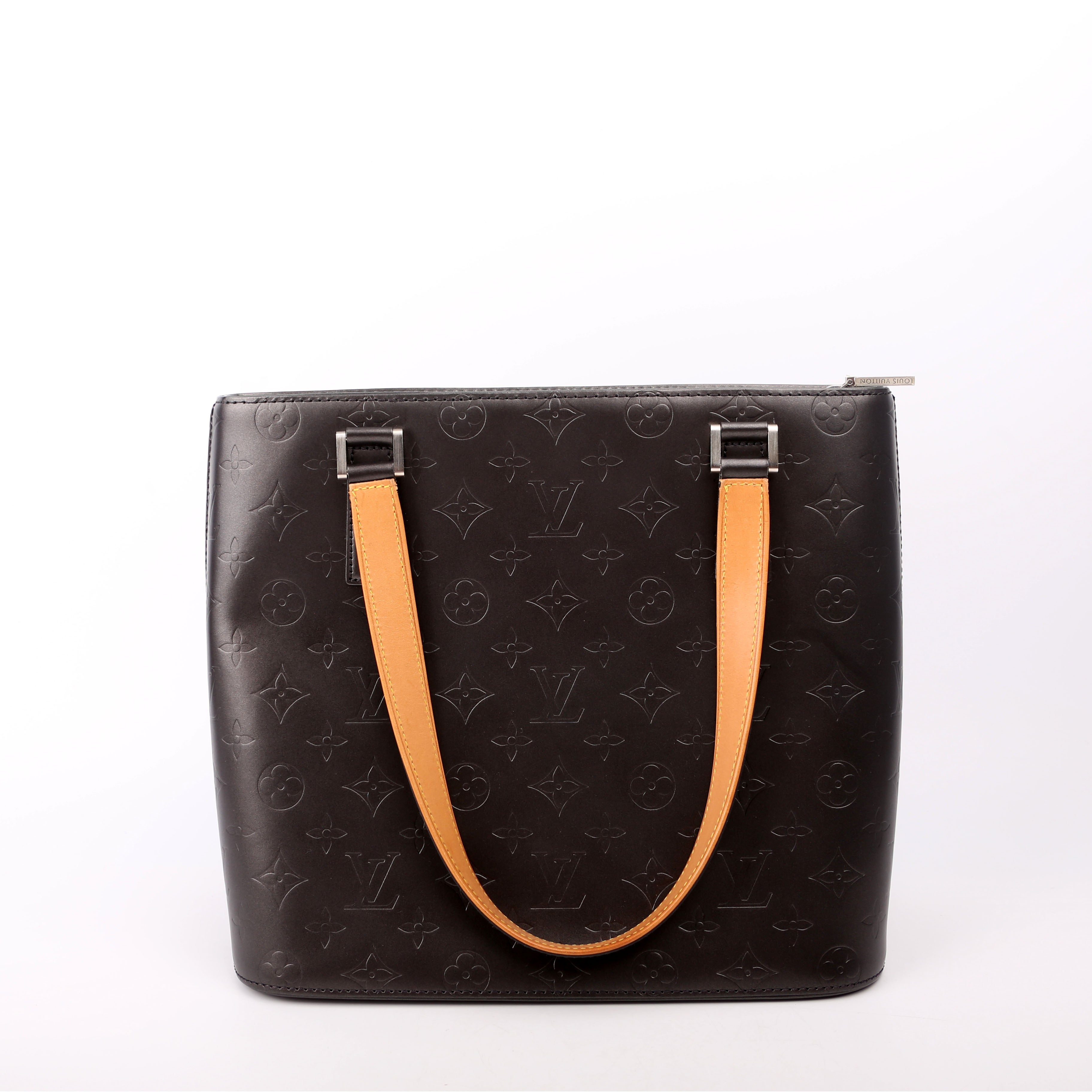 Stockton Monogram Matte Leather Grey
