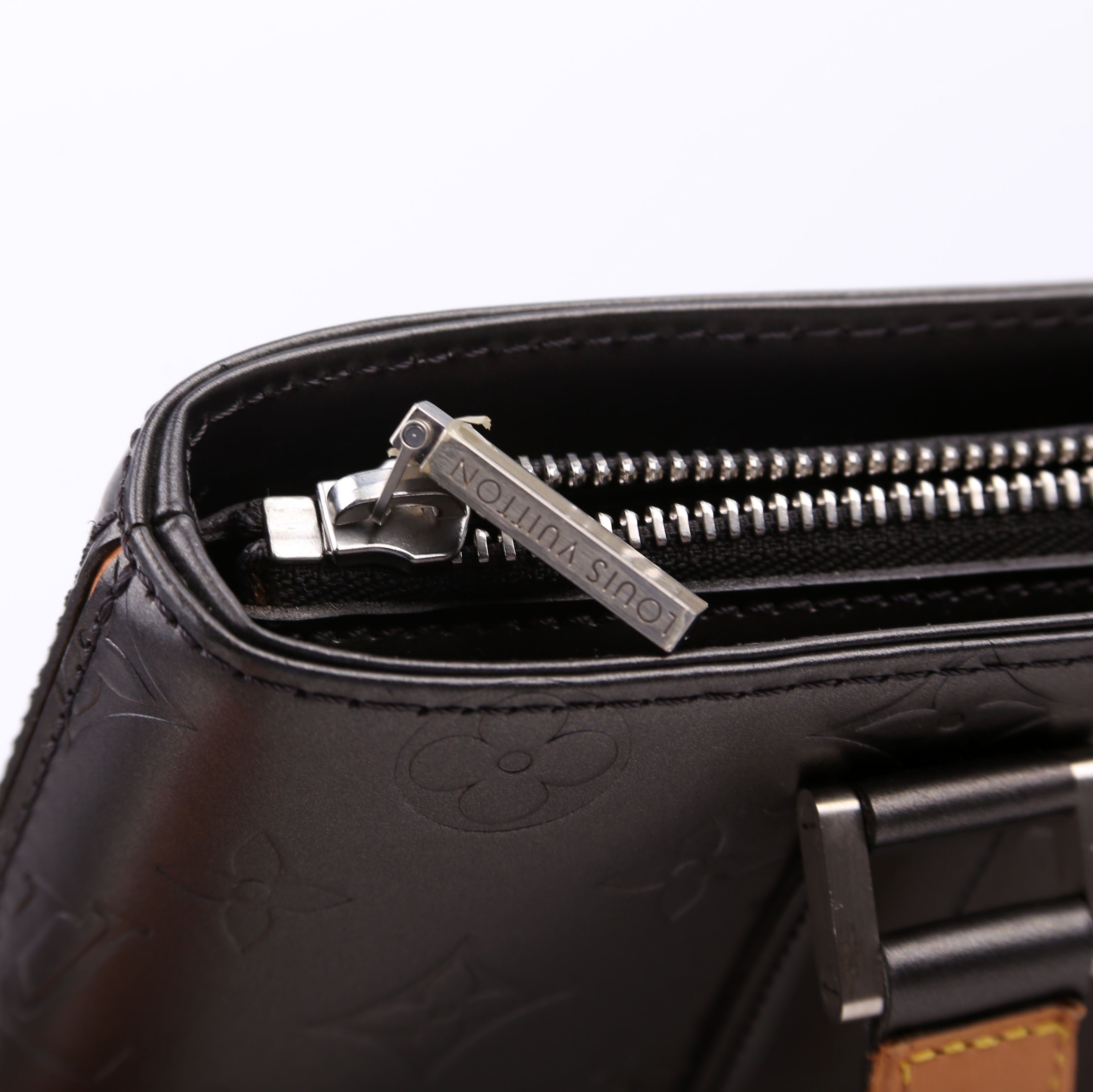 Stockton Monogram Matte Leather Grey