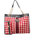 537219 Rajah Chain GG Tweed Tote Red/Pink