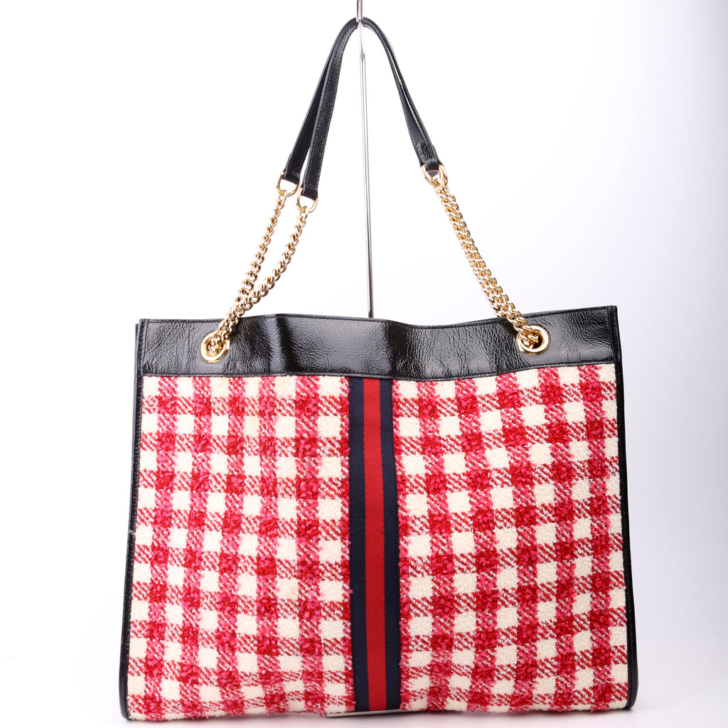 537219 Rajah Chain GG Tweed Tote Red/Pink