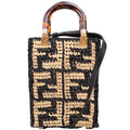 8BS051 Raffia Mini Sunshine Shopper Tan/Black