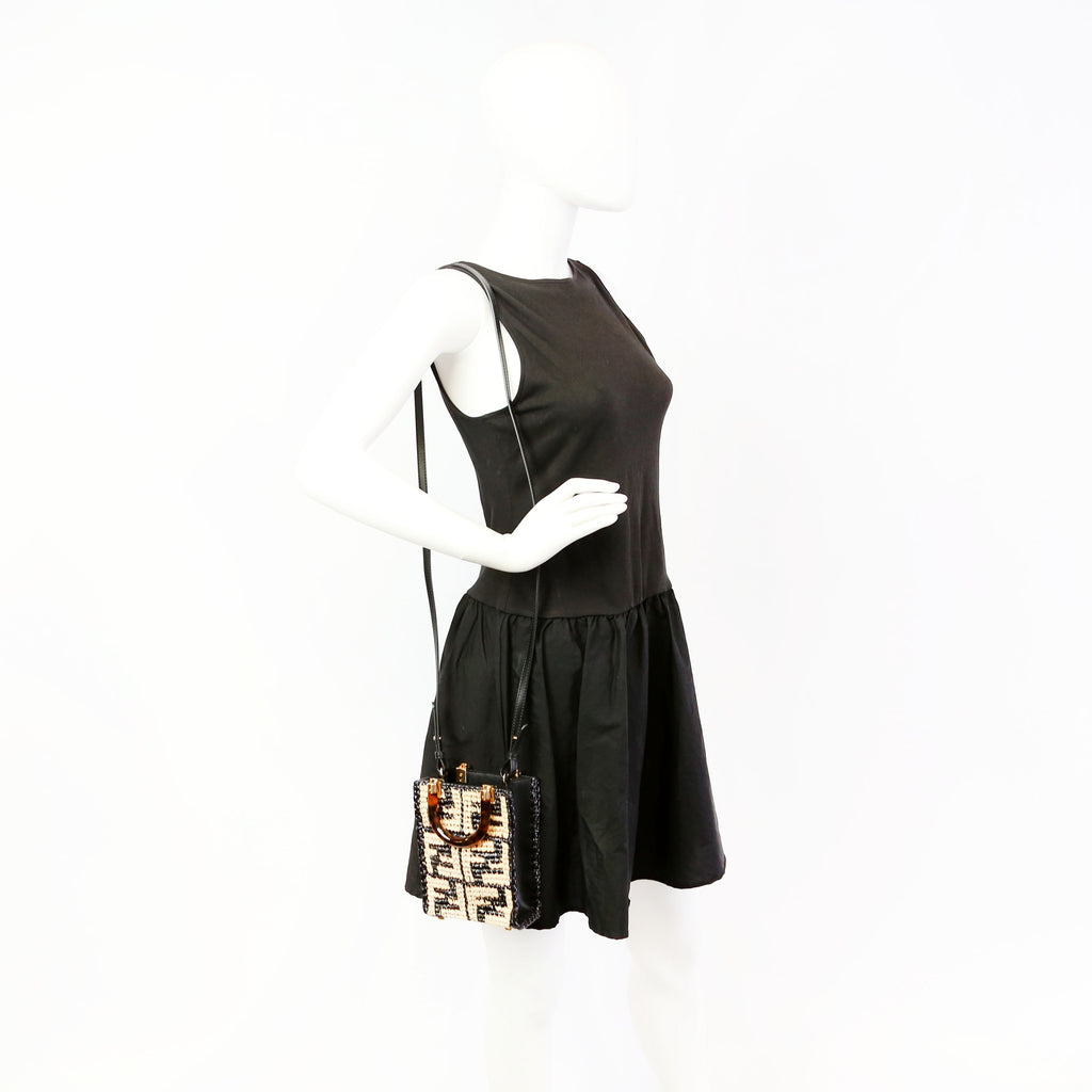 8BS051 Raffia Mini Sunshine Shopper Tan/Black