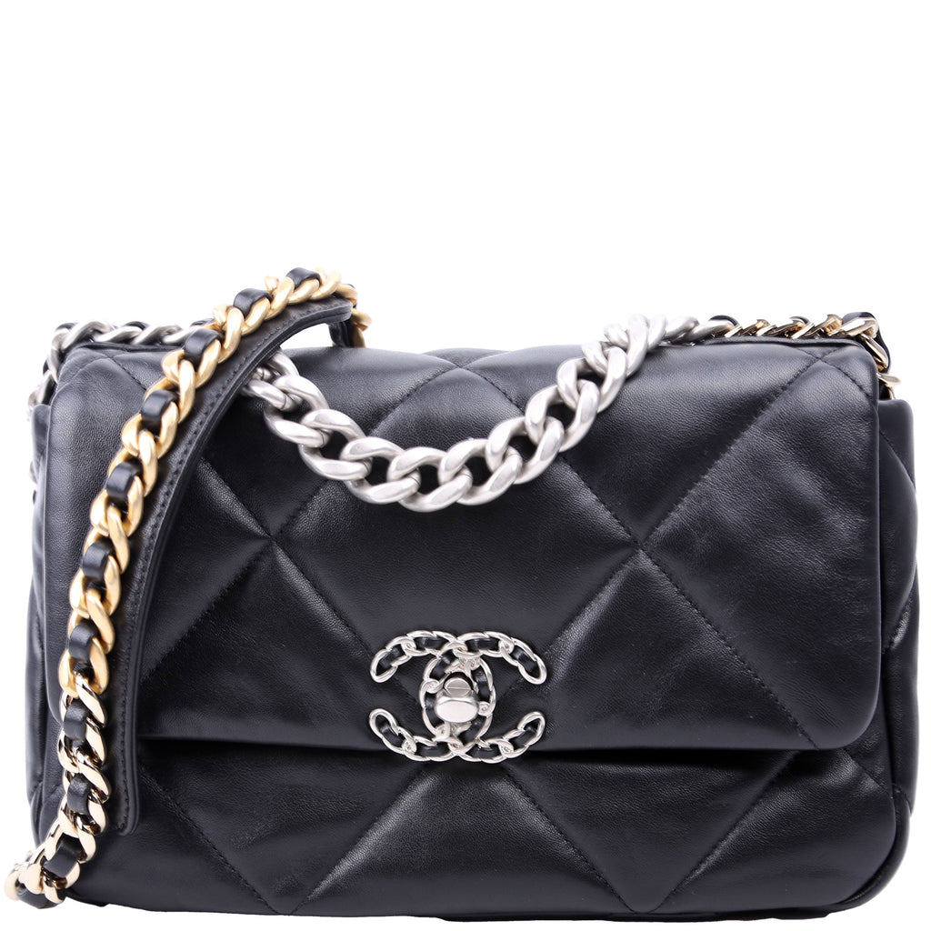 Quilted Goatskin 19 Medium Flap RFID Black