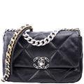 Quilted Goatskin 19 Medium Flap RFID Black