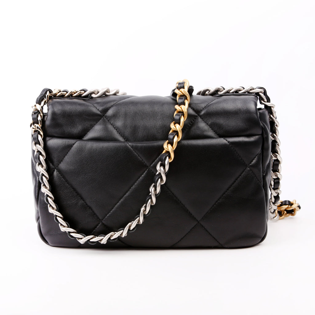 Quilted Goatskin 19 Medium Flap RFID Black