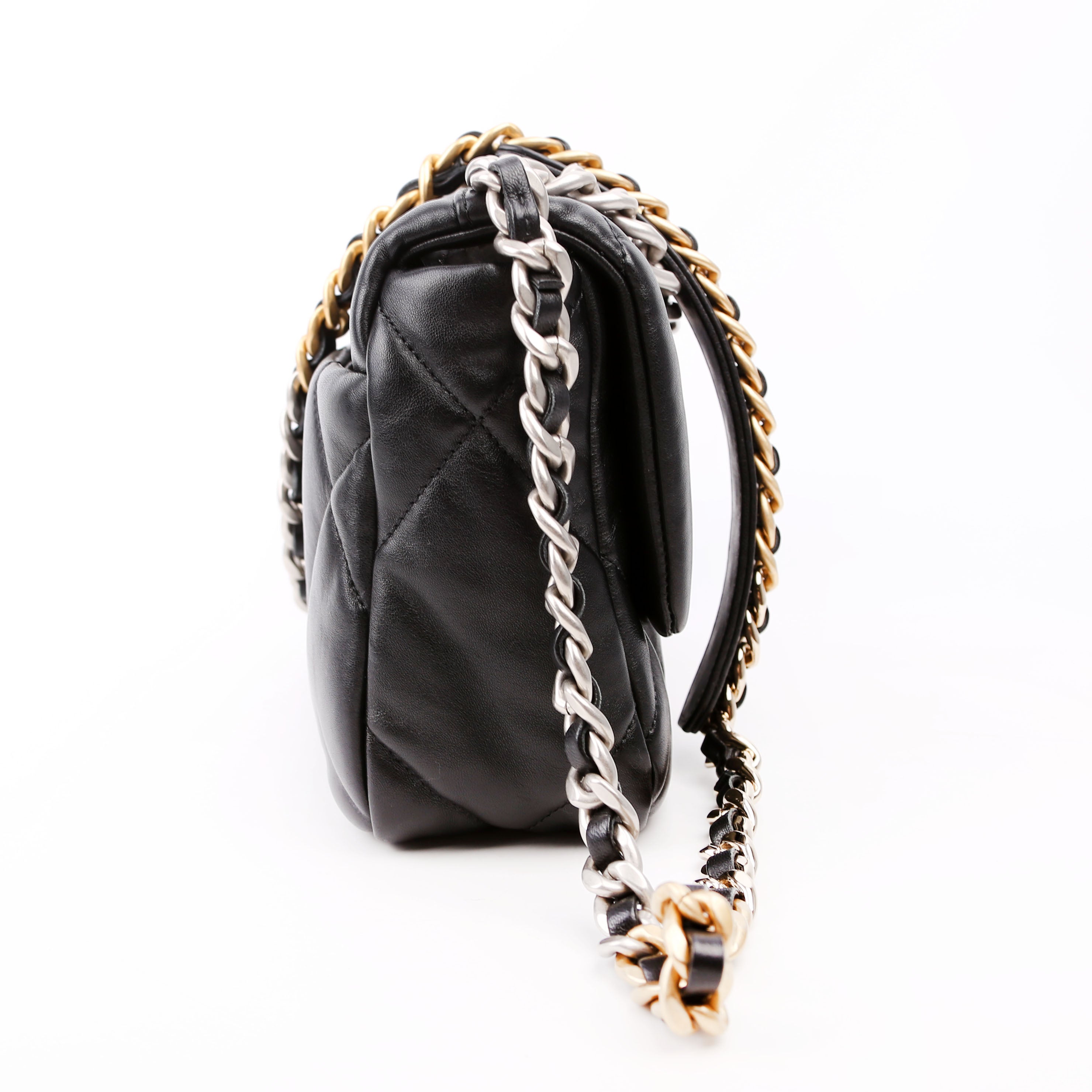 Quilted Goatskin 19 Medium Flap RFID Black