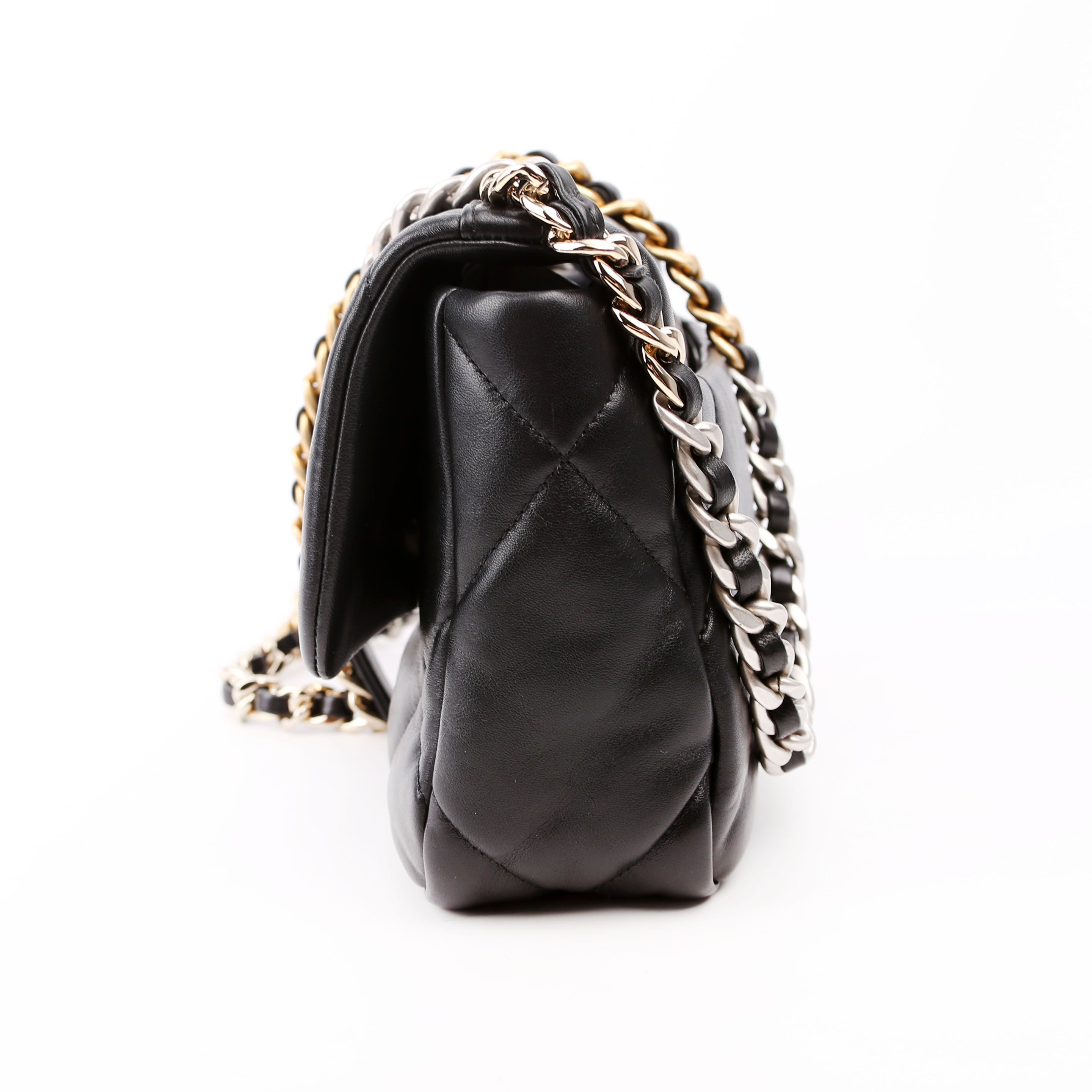 Quilted Goatskin 19 Medium Flap RFID Black