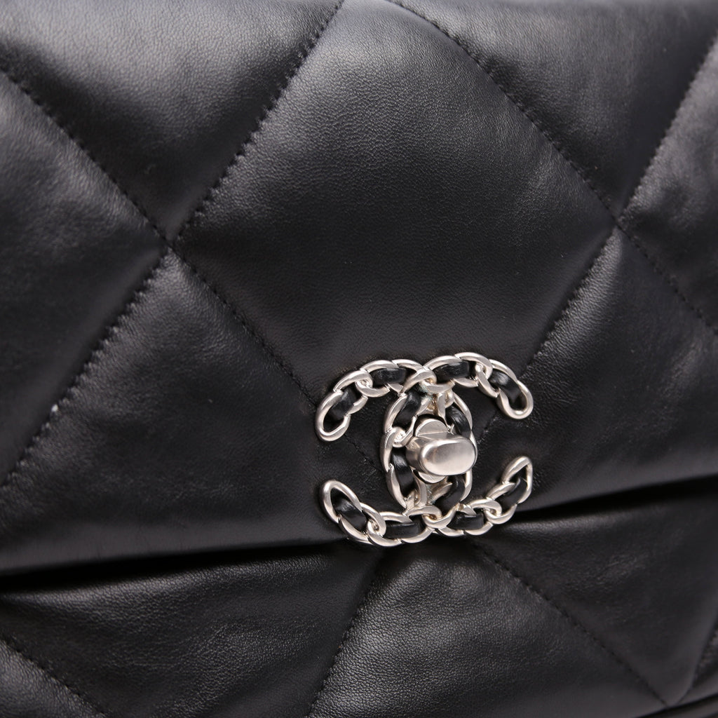 Quilted Goatskin 19 Medium Flap RFID Black