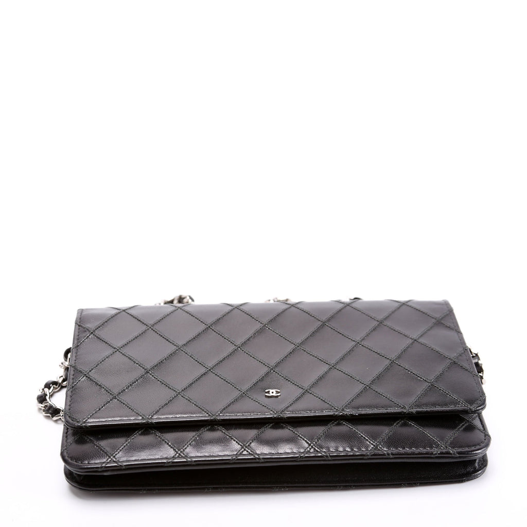 Diamond Stitch Quilted Lambskin WOC 14M Black