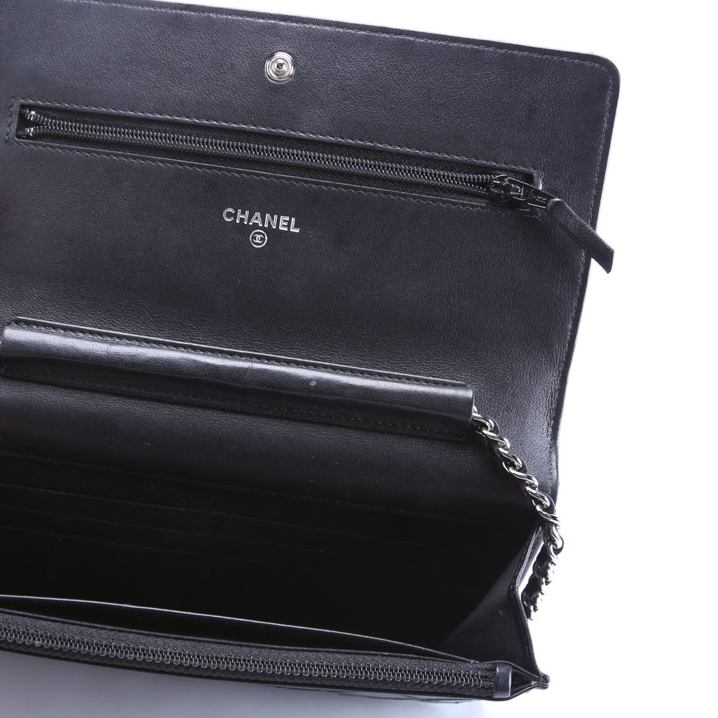 Diamond Stitch Quilted Lambskin WOC 14M Black