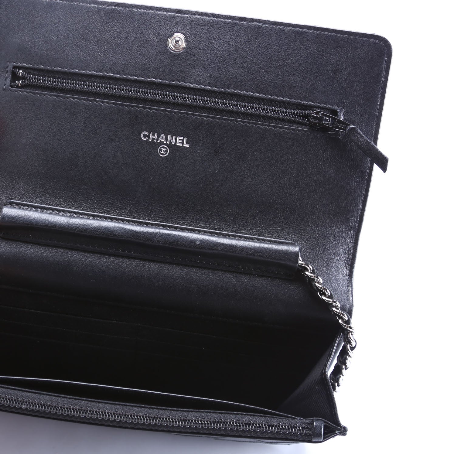 Diamond Stitch Quilted Lambskin WOC 14M Black