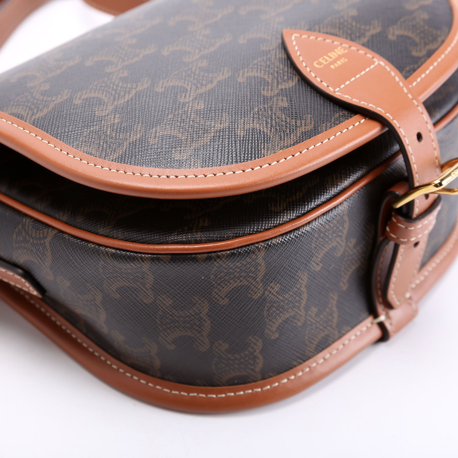 Folco Triomphe Medium Canvas/Calfskin Brown
